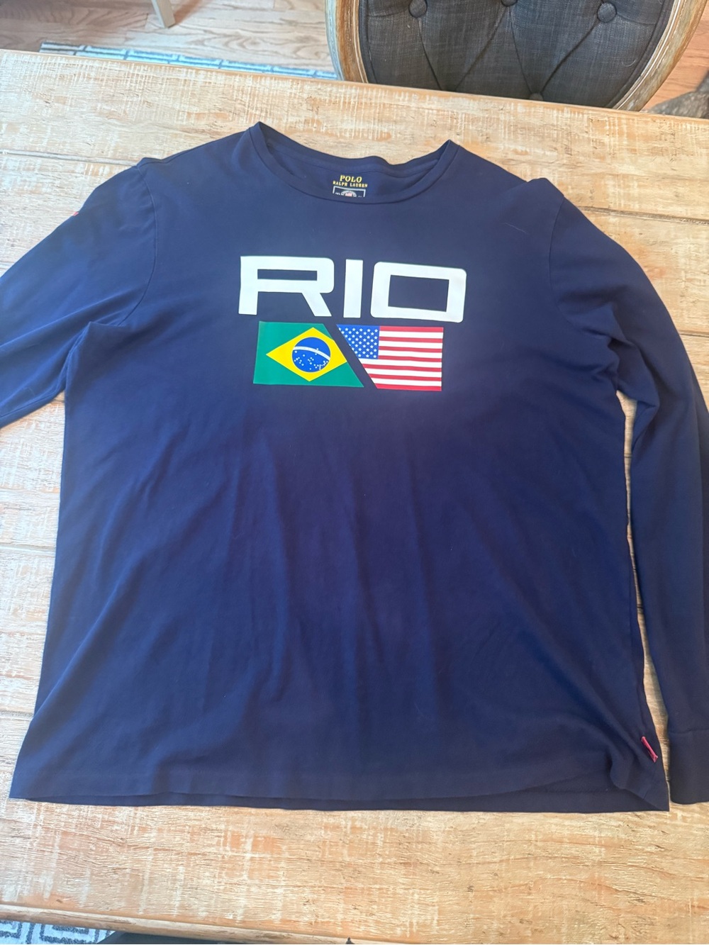 Polo by Ralph Lauren Navy Long-Sleeve 'RIO' Graphic Tee with Flags